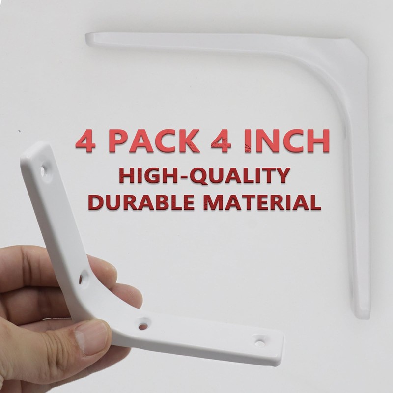Joyangy 4pcs 4 Inch L Brackets, Heavy Duty Wall Mount