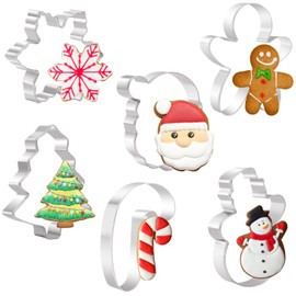 Orapink 4" Large Christmas Cookie Cutters Stainless Steel Xmas Cookie Cutter Set for Baking - Christmas Tree, Snowflake,Gingerbread Man, Snowman, Santa Head and Candy Cane