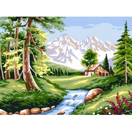 LakeThun Paint by Numbers Kit for Adults Beginners Paintwork with Paintbrushes Acrylic Paints Perfect Home Wall Decor 16x20 Inch Snowy Mountain Forest
