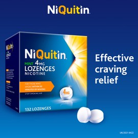 NiQuitin Mint 4 mg Lozenges - Effective Smoking Craving Relief - 132 Lozenges - Long-Lasting Effect - Reduce and Quit Smoking Aid