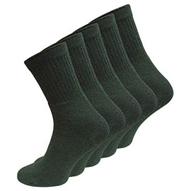 VCA 10 Pairs of Army Socks, Sturdy Cotton Socks, Leisure and Work Socks (39/42, Dark Green), Green, 39 - 42
