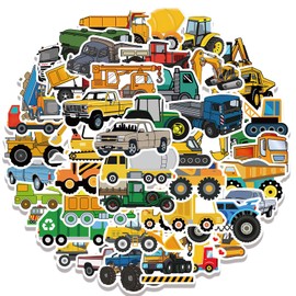 50Pcs Transport Vehicle Stickers Engineering Vehicle Stickers Vinyl Waterproof Truck Stickers for Kids - Vehicle Party Favors Stickers (TruckA)