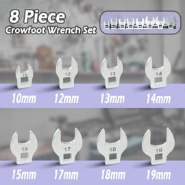 SABLUE 8-Piece Crowfoot Wrench Set (Metric/mm) Crows Foot, Ideal for Tight Automotive Repair Spaces S0046