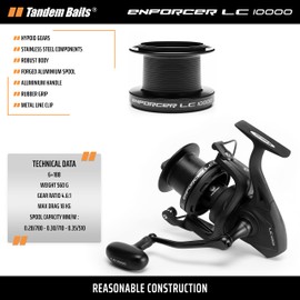 Tandem Baits Enforcer LC10000 Fishing Reel with Anti-Twist System | Free Spool Reel with 6+1 Ball Bearings | Perfect for Carp Rod | Carp Reel | Professional Carp Fishing Accessories