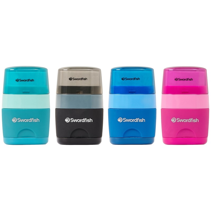 Swordfish ‘Twin Combo’ Double-Hole Pencil Sharpener and Eraser [Pack of