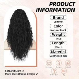 Lommel Ponytail Extension, Claw Clip Ponytail Extension for Women Long Wavy Pony Tails Hair Extensions Fluffy Natural Looking Synthetic 20 Inch Clip in Ponytail Hairpiece for Daily Use(Natural Black)