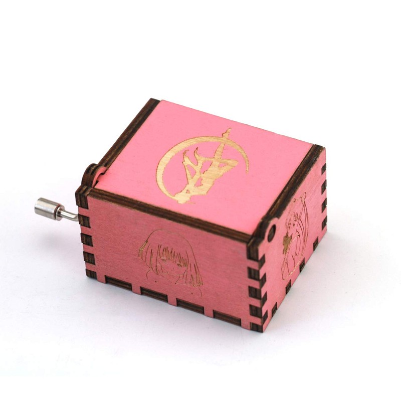 Sailor Moon Music Box Hand Crank Carved Wooden Musical Box,Musical