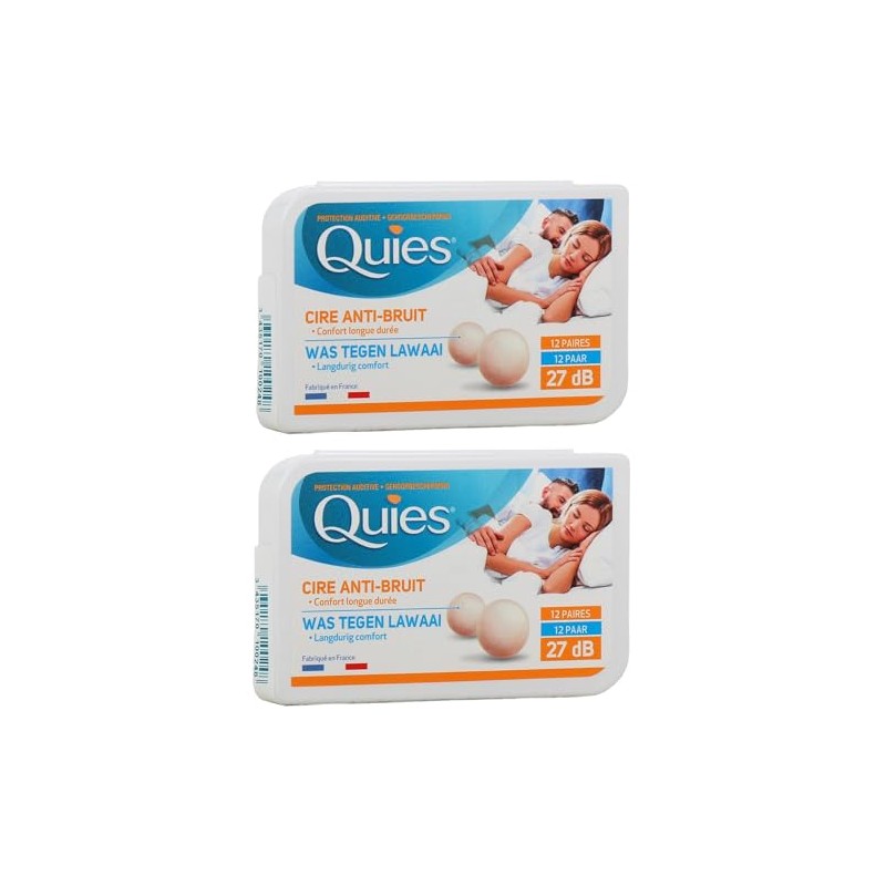 Quies Boules Natural Wax Earplugs Pack of 2 x 12