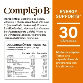 Complejo B®- 30 Cápsulas De 500mg - Naturelab® Sabor Sin sabor