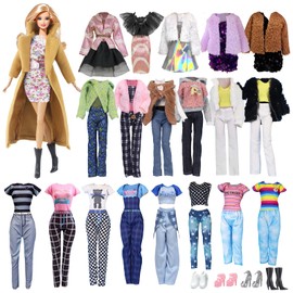 14 vestiti compatibili con 11,5 pollici bambole , 1 cappotto marrone 2 gonna 3 giacca 1 mezza gonna 1 gonna spalline 1 pantaloni 1 tuta 4 scarpe per bambole da 11,5 pollici casuale