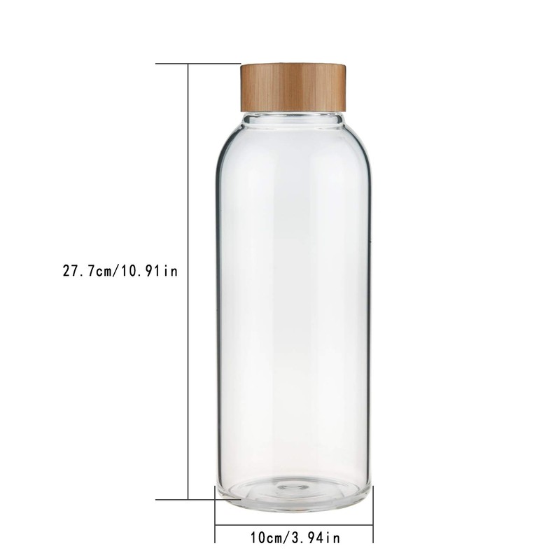 Ferexer 48 oz Sports Borosilicate Glass Water Bottle with Bamboo