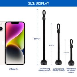 IVYSUN Replacement Shade Parts Ultra Long Bungee Tie Down Kit for Coolaroo Exterior Roller Sun Shade/Blinds,Outdoor/Indoor Roller Up Blinds and Canopy/Pergola Covers (Black,8inch)