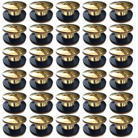 SHSMPXOY 30 Sets Chicago Book Screws Stainless Steel M5 x 4 mm Chicago Screws Bookbinding Screws Screw Rivets for Leather, Bags, Books, Collars, Backpacks, Dog Leads (Gold)