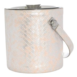 Sol Living Ice Bucket - Double Wall Stainless Steel - Includes Tongs and Lid - Wine & Champagne Holder - for Home, Bars, Commercial Use - Pink Leather, 1.6 Qt.