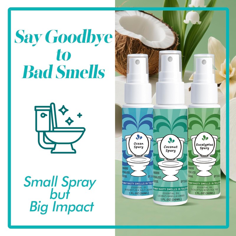 Toilet Spray for Poop 3 Pack, Travel Size Variety, Bathroom