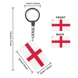 QQSD England Flag Keychain English Key Ring, 2 Pack