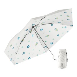 MJOFFIN Travel Mini Umbrella for Purse,Compact Umbrellas for Rain,Small Umbrella for Backpack, Sun UV Umbrella for Kids,Girls,Women（Ivory White）