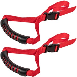 E-cowlboy Auto Cane Grab Handle Adjustable Standing Aid Safety Support Bar Nylon Grip Mobility Assist Device (Red 2 Pack)