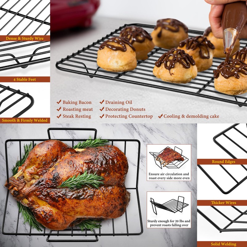 E-far Roasting Pan with Racks, Large Stainless Steel Turkey Roaster
