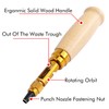 Bestgle Adjustable Leather Hole Punch Tool, Automatic Wood Handle Screw