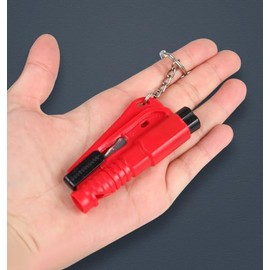 INF Disc Breaker and Belt Cutter Key Ring - Requires Less Force, Compact and Lightweight, Belt Cutter and Emergency Hammer - Red