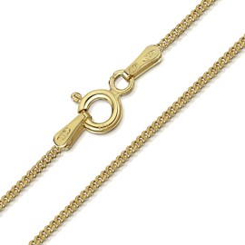 Amberta 18K Gold Plated on 925 Sterling Silver 1.3 mm Curb Chain Necklace Length 24" inch / 60 cm (24)