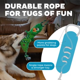 Outward Hound by Charming Pet Ropiez Mallard Rope Dog Tug Toy for Tugging Squeaky Fun, Green