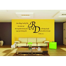 Picniva Psalm 27-4 Removable Vinyl Wall Decal Home Dicor God Scripture Bible Word