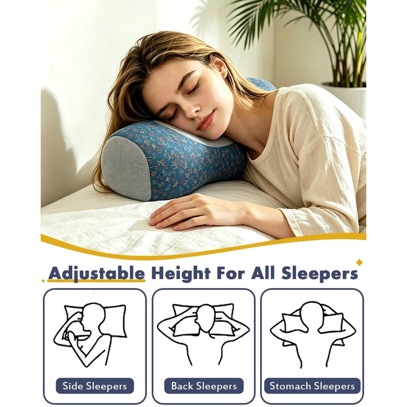 Buckwheat Hull Pillow for Neck Pain Relief Adjustable Roll Support