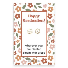 Retro Flower White Enamel Daisy Earrings, Happy Graduation Card & Jewelry, Graduations Gifts for Her High School