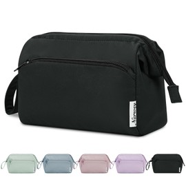 Narwey Makeup Bag Women Wide-open Make up Bag Travel Cosmetic Bag Organizer Toiletry Bag for Cosmetics Toiletries Accessories (Black)