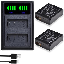 Pickle Power DMW-BLG10 DMW-BLG10PP Battery and LED Dual Charger for Panasonic Lumix DMC-GX85 DMC-GX80 DMC-ZS60 DMC-ZS100 DMC-GF3 DMC-GF5 DMC-GF6 DMC-GX7K DMC-LX100K DC-GX9 DC-ZS80 DC-G100 DC-ZS200