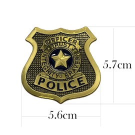 EDEN E1005 Police Officer Police Replica Badge Brooch, 2.2 x 2.2 inches (5.7 x 5.6 cm), Drama Movie Prop, American Type