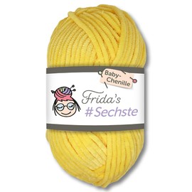 Frida's Wollhaus Frida's 50 g #Sixth Baby Chenille Yarn Knitting Crochet Wool Amigurumi Velvety Soft 30 Colours (761, Yellow)