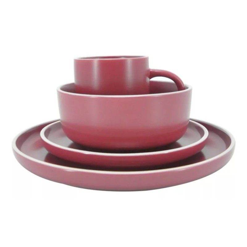 KASABLANCA Vajilla De Ceramica Vino 16 Piezas Moderna 4 Personas