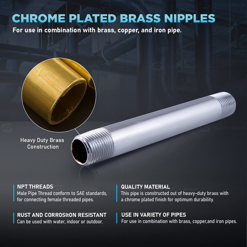 Supply Giant OQDI5682 3/4 Inch x 6 Inch Pipe Nipple,