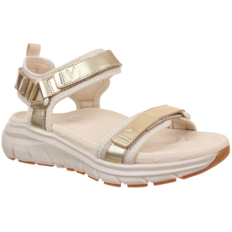 VIONIC Women's Walk Max Wanderer Sandal, Gold Leather, 9