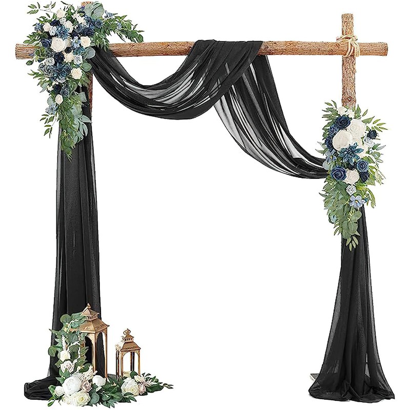 Black Backdrop Curtain Chiffon Drapes 2.5ft x 20ft Wedding Arch