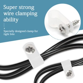 50 Pcs 1/3 Inch White Nylon Screw Mounting R-type Cable Clip Wire Clamp, 8.4mm Cable Clip Wire Clamp for Wire Management, Stainless Steel Screws Included