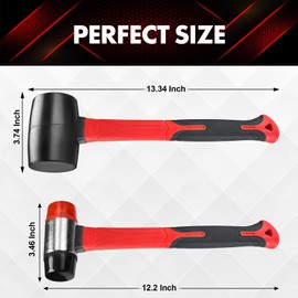 YIYITOOLS 2Pcs Hammer Set, 16oz Rubber Mallet & 40mm Double-Faced Soft Mallet Fit for Construction and Home Renovation