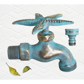 Decorative Solid Brass Starfish Garden Outdoor Faucet with a Brass Connecter 4" inches L - PS100
