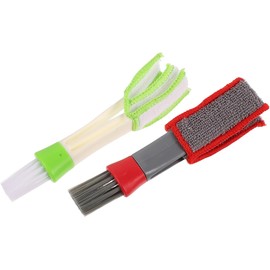 Hemobllo Cepillo de Limpieza para Automóvil de Doble Cabeza, Herramienta Ligera de Abs y Microfibra para Limpiar Salidas de Aire y Ventilación en Vacaciones de Verano, Paquete de 2 Piezas