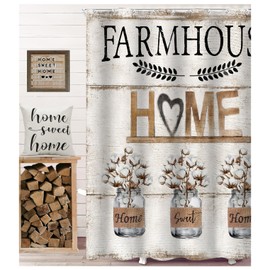 NYDECOR Rustic Farmhouse Shower Curtain Vintage Home Sweet Home Country Flower Shower Curtains for Bathroom Bathtub Bath Curtain Waterproof Polyester Fabric with 12 Plastic Hooks 72x72 Inches
