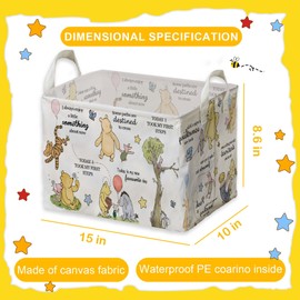 Winnie Storage Basket, The Pooh Nursery Baby Stuff, Winnie Nursery Storage Baske Storage Basket With A Waterproof PE Coating, Foldable Large Canvas Laundry Hamper Suitable For Bathroom and Bedroom