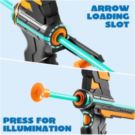 JOYIN Kids Bow and Arrow Set, LED Light Up Archery Toy Set with 9 Suction Cup