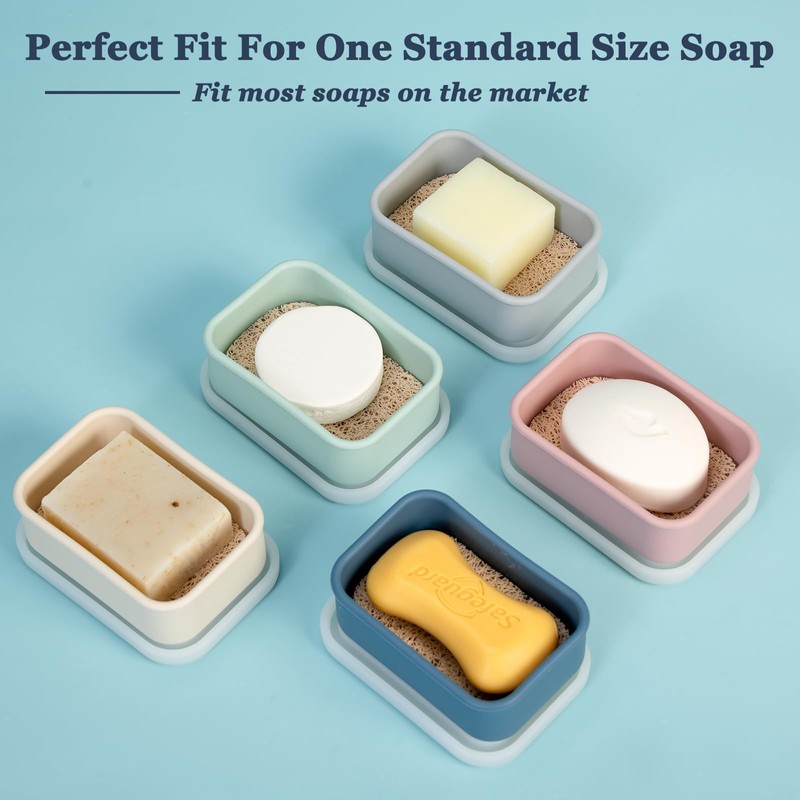 Leak Proof Silicone Travel Soap Case with Draining Tray -