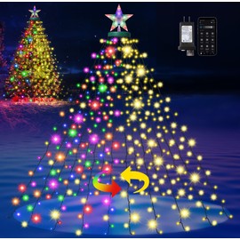 Smart Cascading Twinkle Lights for Christmas Tree, 410LED Christmas Tree Lights APP Control Music Sync, 6.6FT x 16 Lines String Lights for Indoor Outdoor Xmas Tree Decor, Warm White & Multicolor