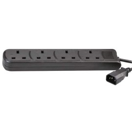 PRO ELEC PEL01206 IEC C14 Plug to 4-Gang mains Extension Lead 2m, Black