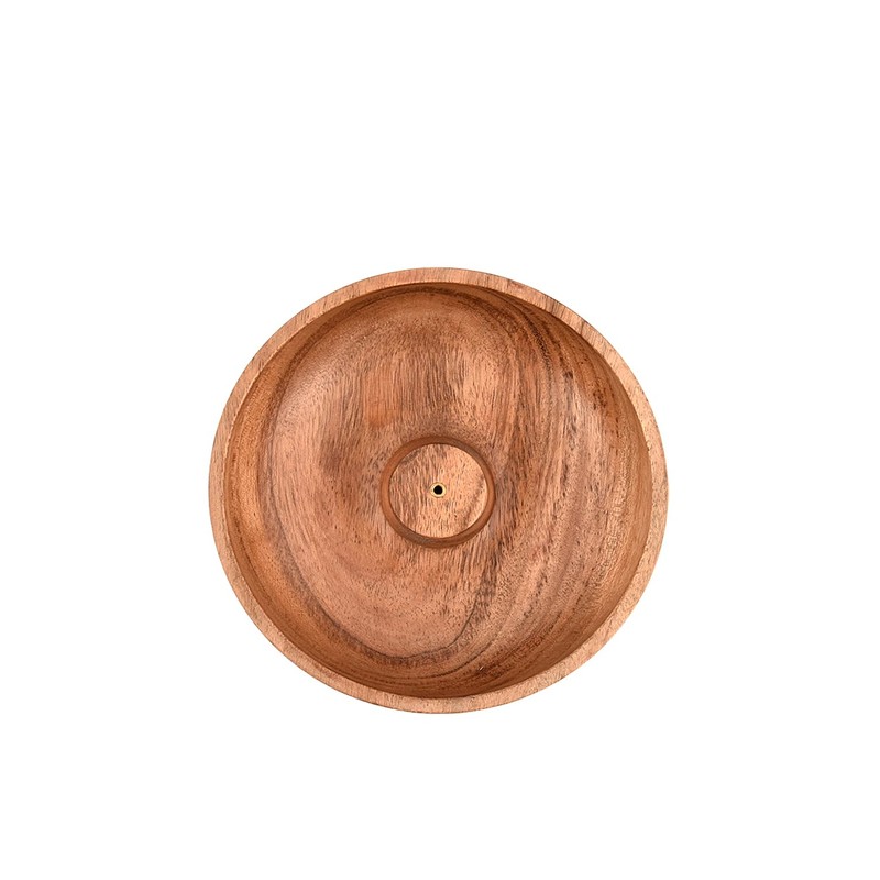 Samhita Acacia Wood Round Incense Stick Holder,Incense Burner, Ash Cather