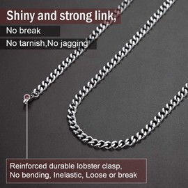 FindChic 18'' Mens Chain Necklace Stainless Steel Cuban Curb Link Thick 7MM Link Chains for Men Hip Hop Jewelry